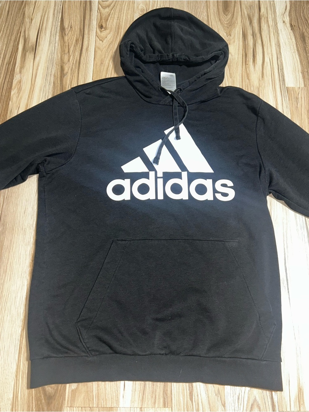 adidas Men’s Black Hoodie with White Trefoil Logo
